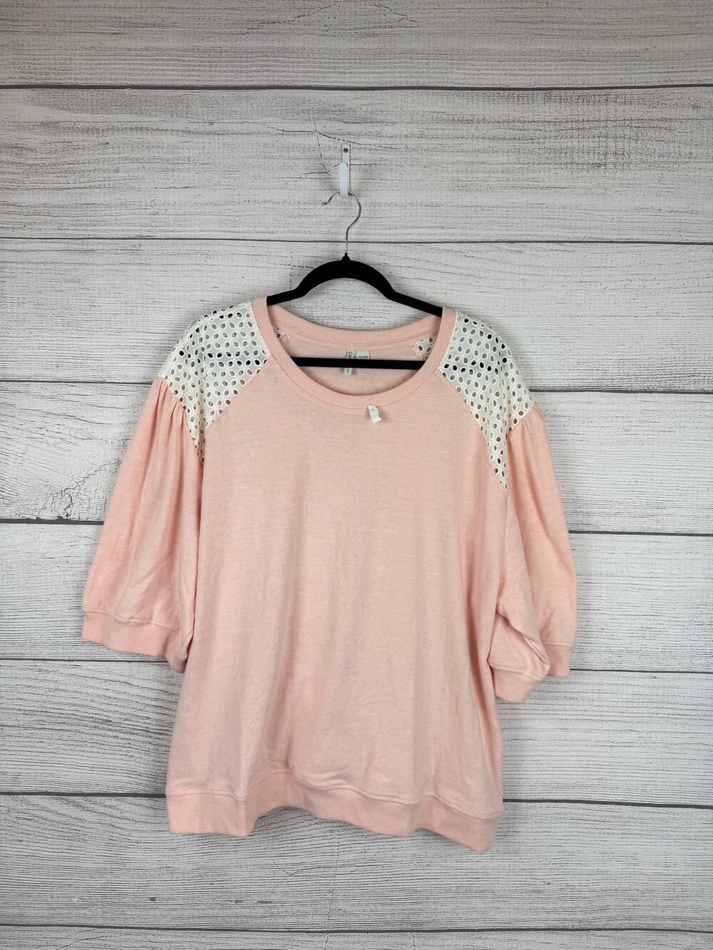 Cato Plus Size Peachy Pink Eyelet Shoulder Blouse Size 22/24W